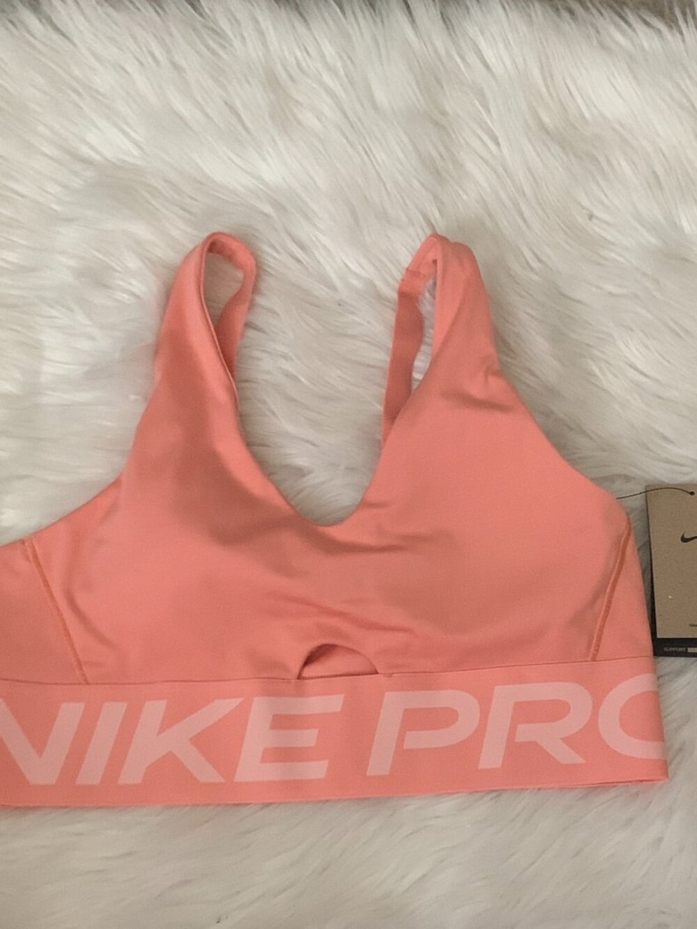 NIKE PRO Indy Medium Support Sports Bra in Coral Sz LARGE